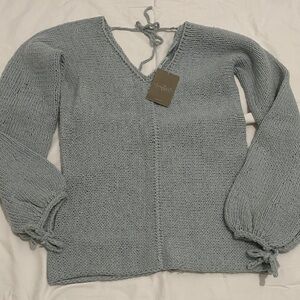 Anthropologie V-Neck Sweater in Soft Gray